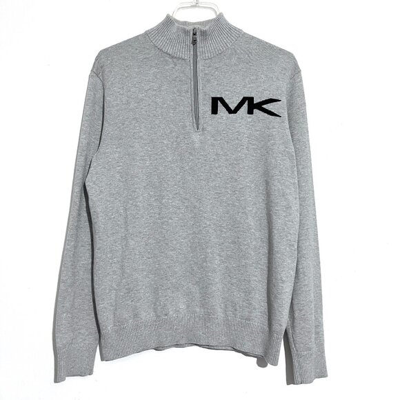 Michael Kors Gray Lightweight Cotton Half Zip Pullover Sweater - Picture 2 of 12